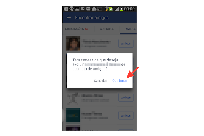 Confirmando a exclusão de um contato do Facebook pelo Android (Foto: Reprodução/Marvin Costa)