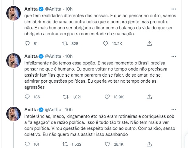 Publicação de Anitta (Foto: Reprodução/Twitter) Publicação de Anitta (Foto: Reprodução/Twitter)