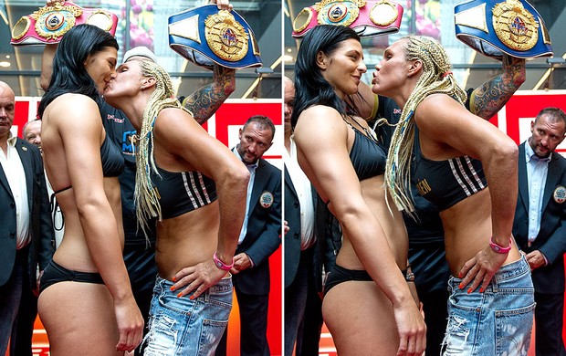 Christina Hammer beijo pesagem Mikaela Lauren boxe Alemanha (Foto: Getty Images)