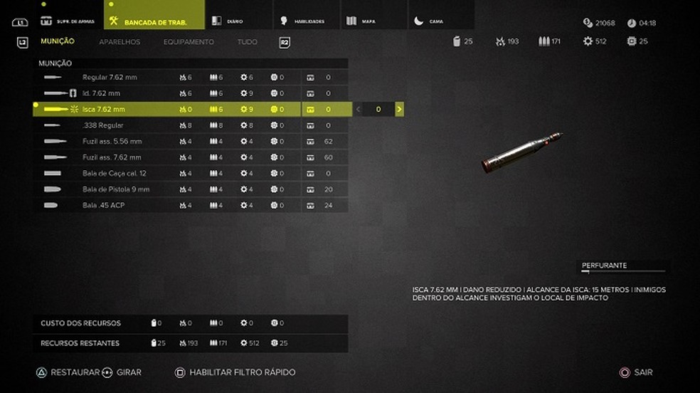 Sniper Ghost Warrior 3: lembre-se de criar munições personalizadas (Foto: Reprodução/Victor Teixeira)