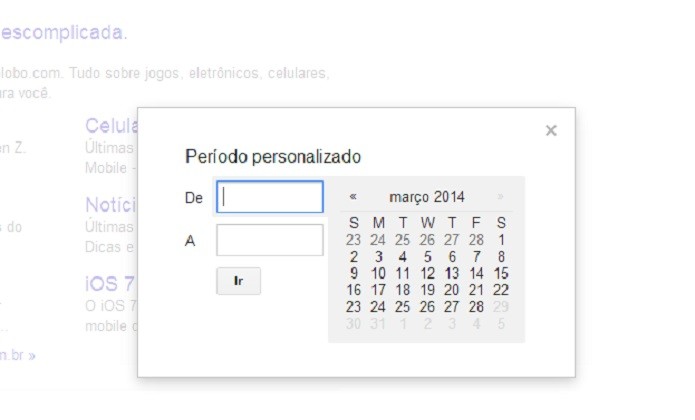 É possível criar um filtro de intervalo de tempo personalizado (Reprodução/Taysa Coelho)