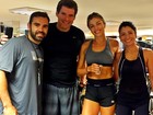 Grazi Massafera mostra barriga sarada em treino com Anna Lima