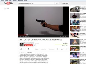 Vídeos na internet, como o da imagem acima, mostram que a pistola .40 pode disparar acidentalmente  (Foto: Reprodução/ YouTube)