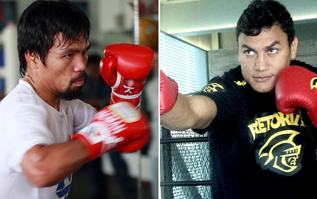 montagem boxe Manny Pacquiao e Popó (Foto: Editoria de Arte)
