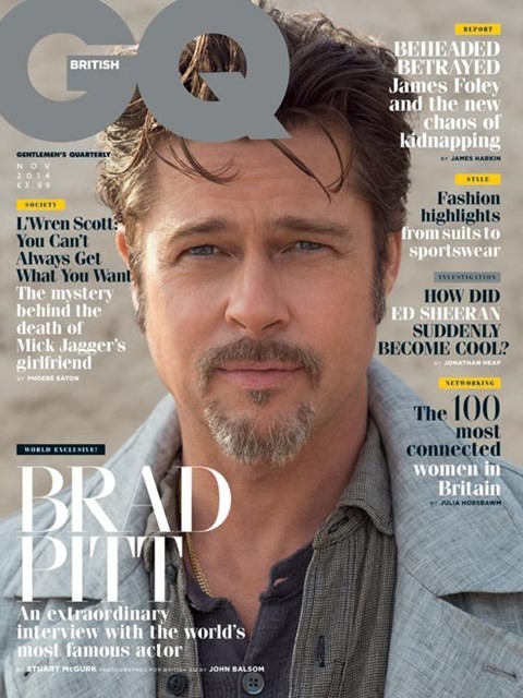 Brad Pitt na capa da &quot;GQ British&quot; de outubro (Foto: Reprodução)