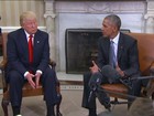 Donald Trump e Barack Obama 
se encontram na Casa Branca