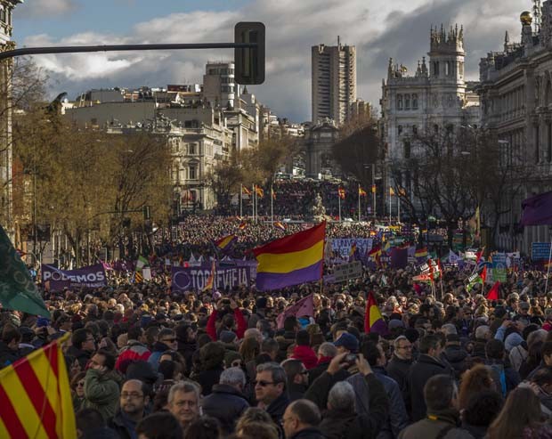 Movimento 'Podemos' tomou as ruas da capital espanhola (Foto: Andres Kudacki/AP) Movimento 'Podemos' tomou as ruas da capital espanhola (Foto: Andres Kudacki/AP)