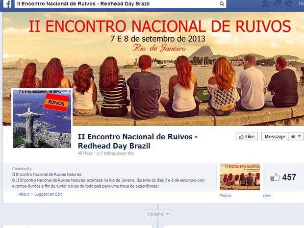 Encontro Nacional de Ruivos no Rio de Janeiro (Foto: Reprodução/ Facebook)
