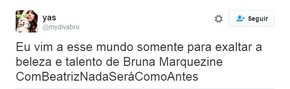 Bruna Marquezine vira assunto na web por Nada Será Como Antes (Foto: Twitter / Reprodução) Bruna Marquezine vira assunto na web por Nada Será Como Antes (Foto: Twitter / Reprodução)