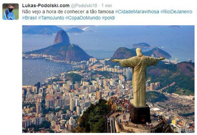 Podolski diz que não vê a hora de conhecer o Rio de Janeiro (Foto: Reprodução)