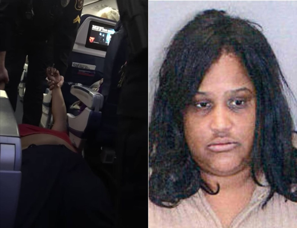 Professora se declarou culpada de 'má conduta' após ser retirada arrastada de voo nos EUA (Foto: Wayne County Airport Authority/Detroit News via AP)