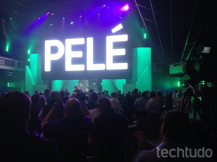 Pelé no palco da E3 (Foto: Felipe Vinha/TechTudo) Pelé no palco da E3 (Foto: Felipe Vinha/TechTudo)