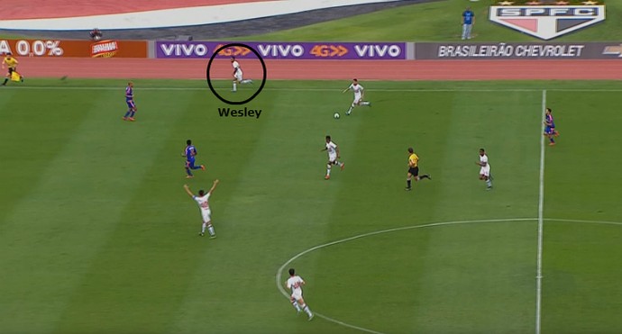 Michel Bastos infiltrava pelo meio, em alguns momentos, e abria espaço para Wesley avançar pela ponta direita (Foto: GloboEsporte.com)