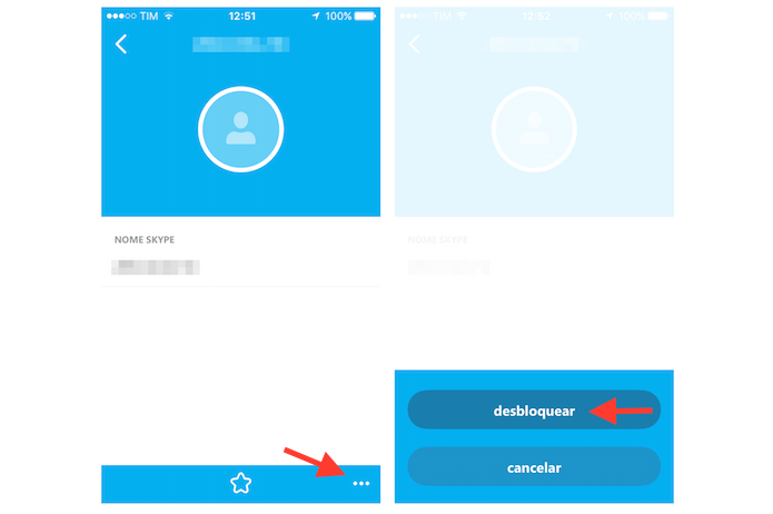 Desbloqueando um contato no Skype para iPhone (Foto: Reprodução/Marvin Costa) Desbloqueando um contato no Skype para iPhone (Foto: Reprodução/Marvin Costa)