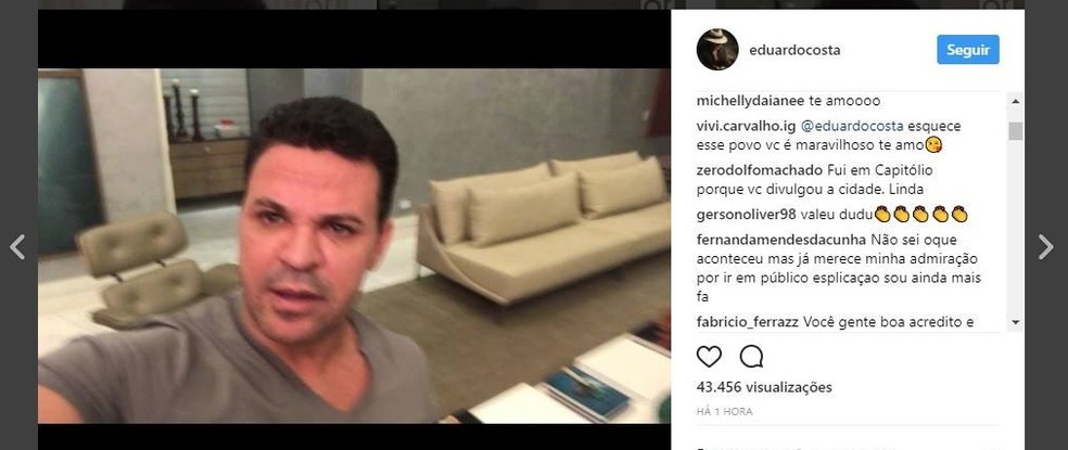Seguidor de Eduardo no Intagram disse que visitou Capitólio após divulgação do cantor (Foto: Instagram/ Reprodução)