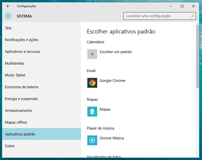 Windows 10 permite escolher quais aplicativos abrem arquivos (Foto: Reprodução/Thiago Barros)
