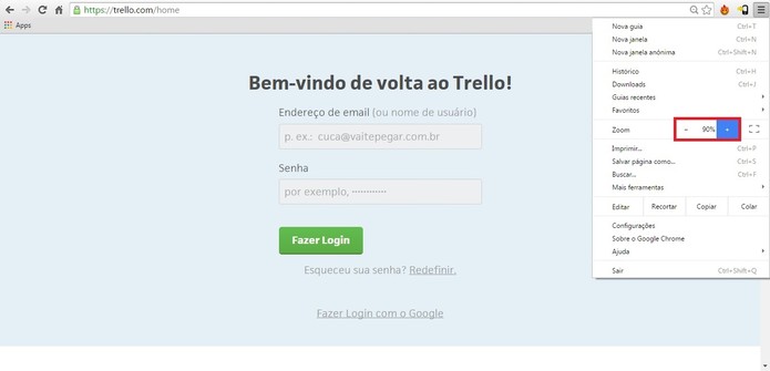 Definição de novo zoom de um site específico (Foto: Reprodução/Raquel Freire)