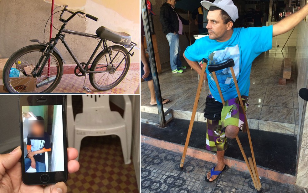 O deficiente físico Ademilson de Oliveira é dono da bicicleta que seria motivo da tortura contra adolescente (Foto: Glauco Araújo/G1/TV Globo)