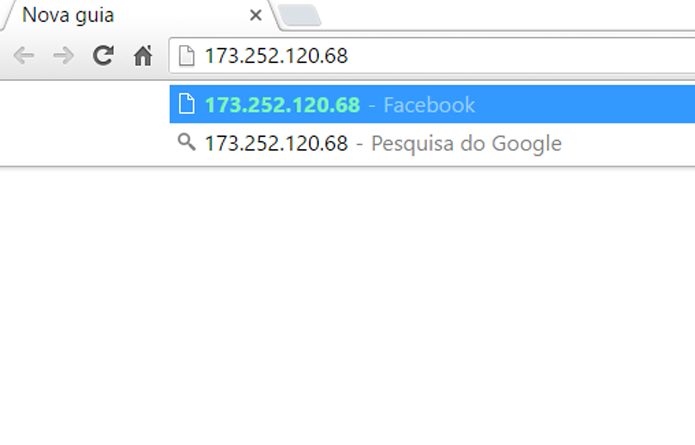 Use o número de IP referente ao site do Facebook para tentar acessar (Foto: Reprodução/Filipe Garrrett)