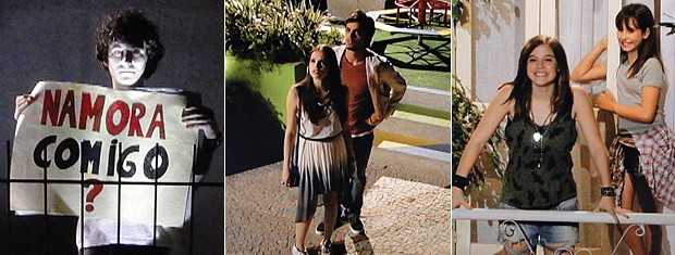 Dinho pede Lia em namoro e Ju vê tudo da rua (Foto: Malhação / TV Globo)