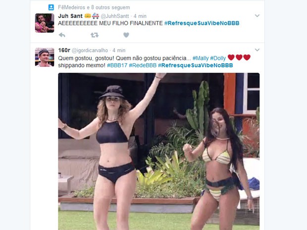 Beijo de Marcos e Emilly no BBB 17 repercute na web (Foto: Twitter/ Reprodução)