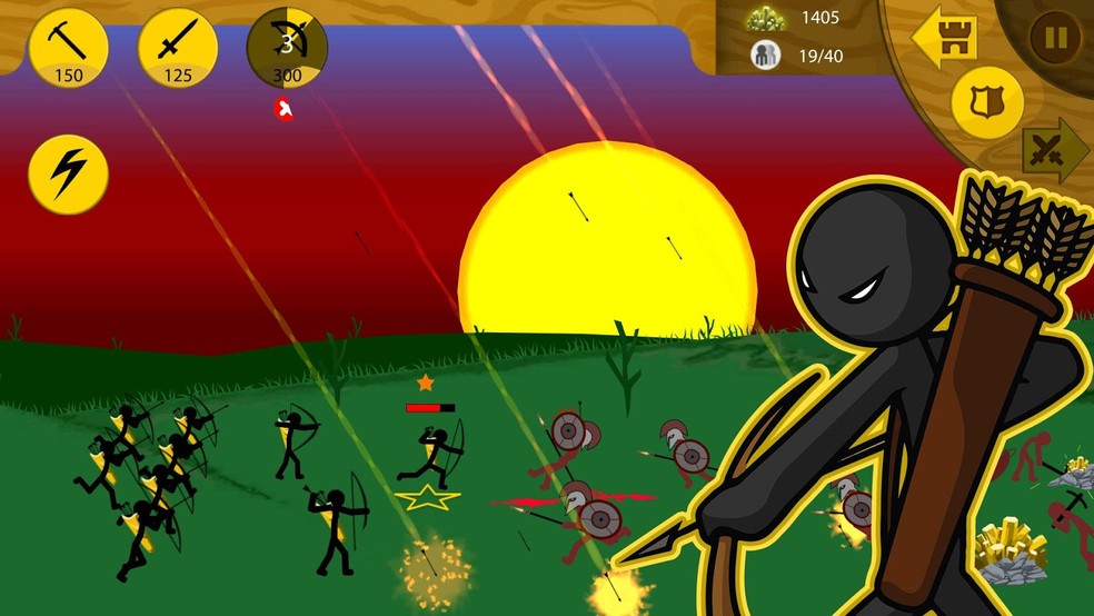 Game 'Stick War: Legacy' para smartphones coloca bonequinhos de pauzinho em batalhas sangrentas. (Foto: Divulgação/Max Studios)