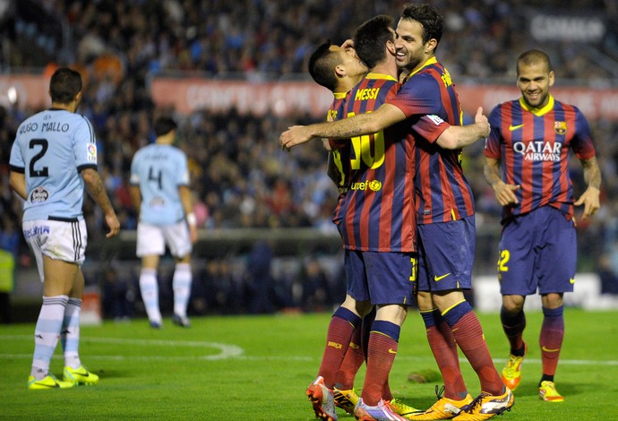 Fabregas gol Barcelona x Celta (Foto: AFP)