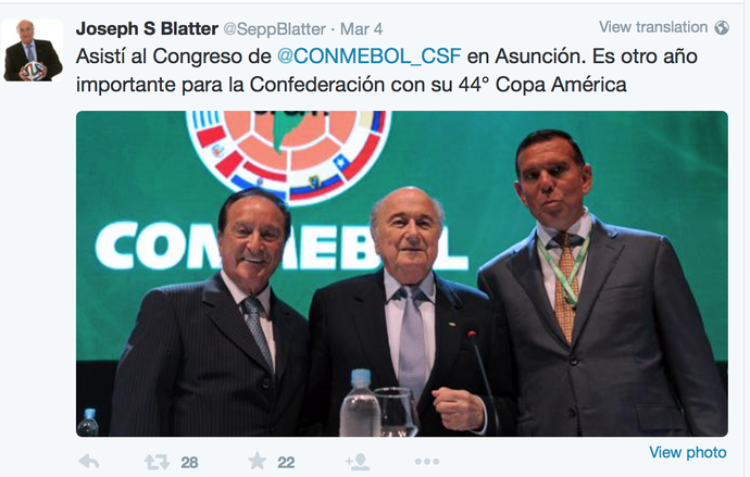 Twitter - Blatter - viagens (Foto: Reprodução)