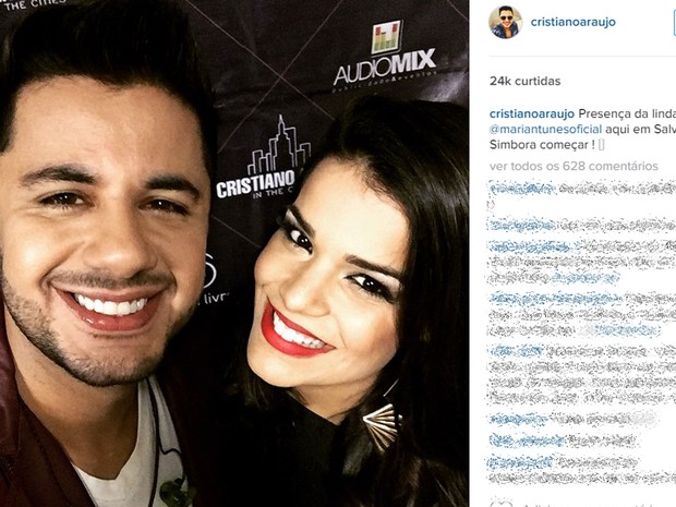 Cristiano Araújo com a cantora Maria Antunes, do Babado Novo (Foto: Reprodução/Instagram)