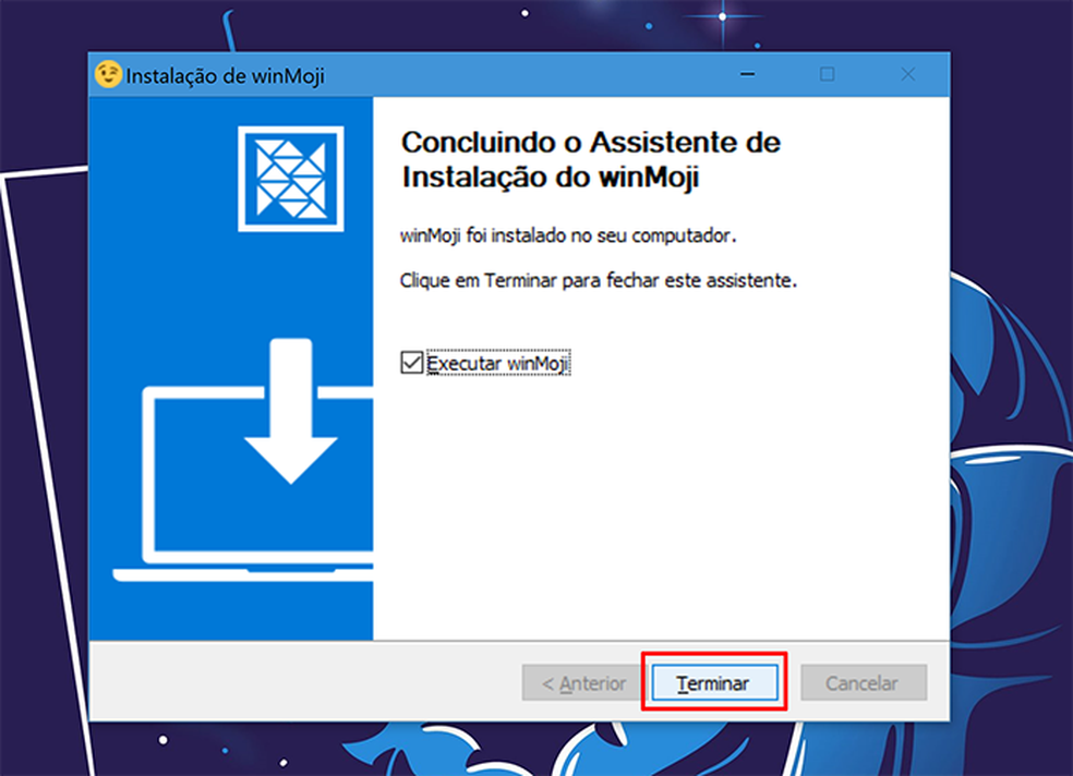 WinMoji pode ser aberto logo após a conclusão da instalação (Foto: Reprodução/Elson de Souza)