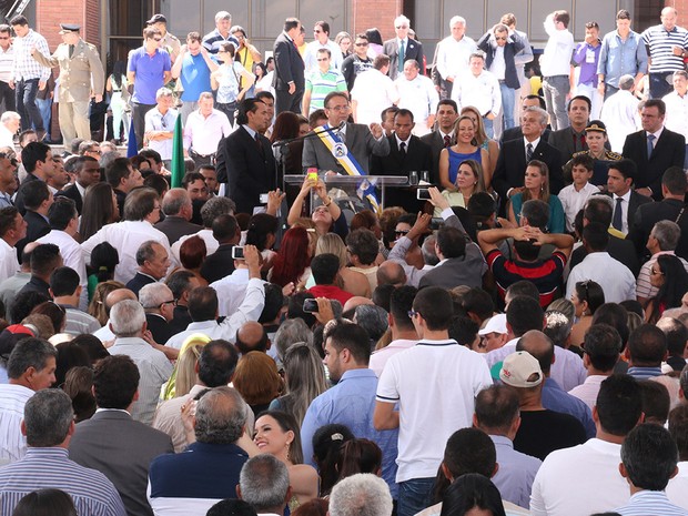 Após posse, Marcelo Miranda discursou em frente ao Palácio Araguaia (Foto: Marcio Vieira/Divulgação ATN)