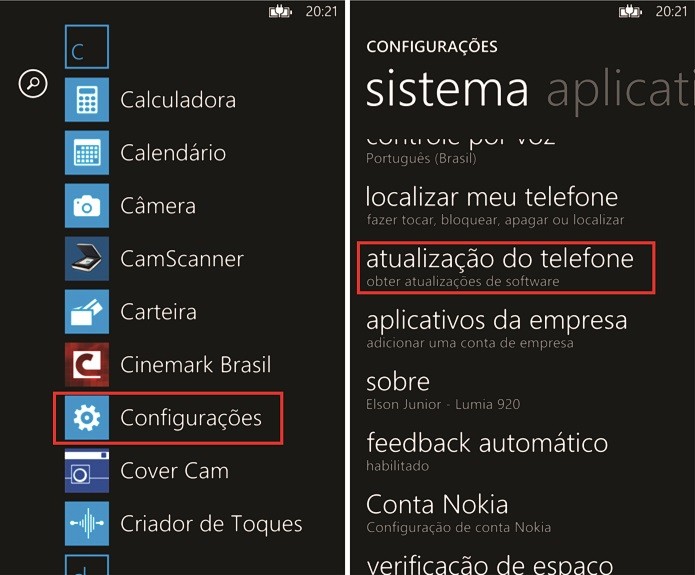 Atualizações do Windows Phone podem ser baixadas via Wi-Fi nas configurações do sistema (Foto: Reprodução: Elson Souza) Atualizações do Windows Phone podem ser baixadas via Wi-Fi nas configurações do sistema (Foto: Reprodução: Elson Souza)