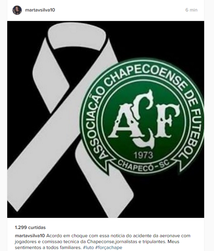 MARTA LAMENTA acidente da chapecoense (Foto: Reprodução)