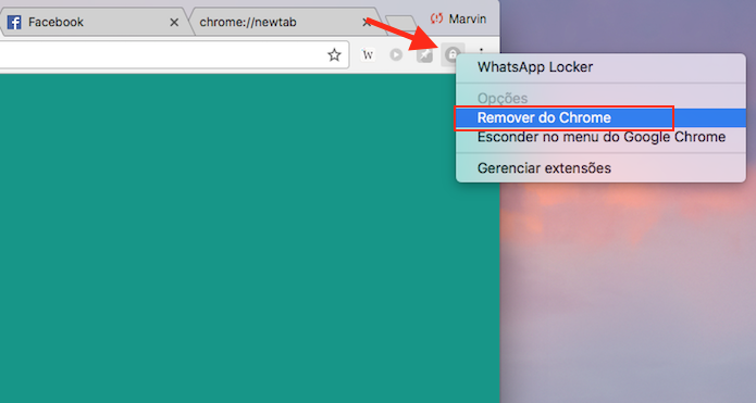 Opção para remover o WhatsApp Locker do Google Chrome (Foto: Reprodução/Marvin Costa)