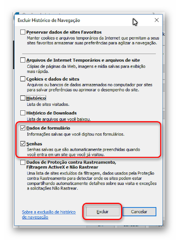 Excluindo informações de login do Internet Explorer (Foto: Reprodução/Helito Bijora) Excluindo informações de login do Internet Explorer (Foto: Reprodução/Helito Bijora)