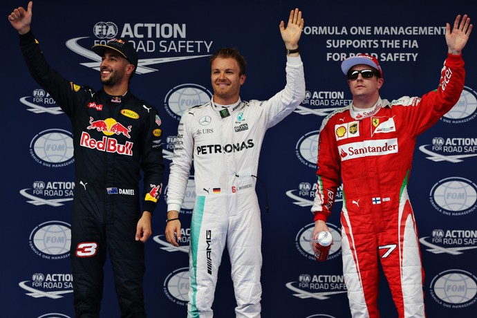 Daniel Ricciardo, Nico Rosberg e Kimi Raikkonen GP da China 2016 Fórmula 1 (Foto: Getty Images)