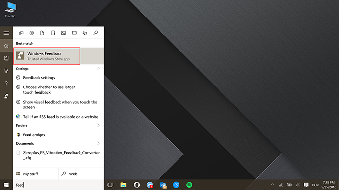 Windows Feedback pode ser usado para reclamações no Windows 10 (Foto: Reprodução/Elson de Souza)