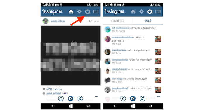 Visualizando notificações e novos seguidores no Instagram Beta para Windows Phone (Foto: Reprodução/Marvin Costa)