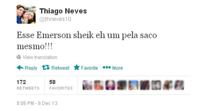 Thiago Neves reposta twitter Emerson (Foto: Reprodução / Twitter)