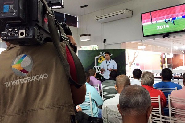 Rogério Simões na apresentação das novidades do Campeonato Amador de Uberlândia  (Foto: Ana Gabriela Faria)