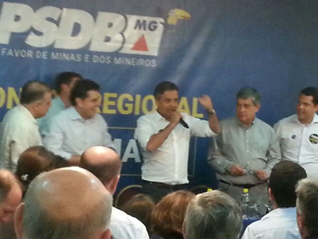 Aécio Neves discursou em evento do PSDB em Juiz de Fora (Foto: Rafael Antunes/G1)