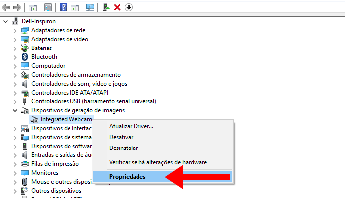 Vá até as propriedades da webcam (Foto: Reprodução/Paulo Alves)