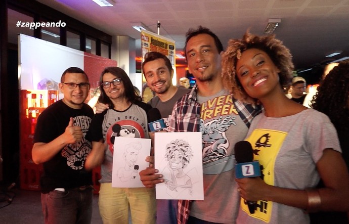 Apresentadores do 'Zapp' ganham caricaturas no Anime Jungle Party (Foto: Rede Amazônica)