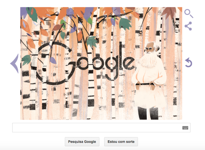 Doodle do Google de Leo Tolstoy, autor Guerra e Paz (Foto: Reprodução/Google)