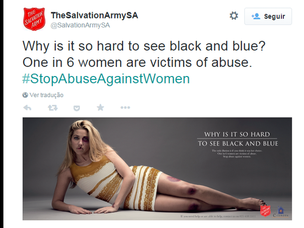 Campanha do Exército da Salvação contra a violência doméstica (Foto: Reprodução/Twitter)