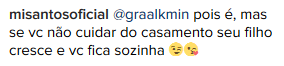 Mirelle Santos responde fã (Foto: Reprodução/Instagram)