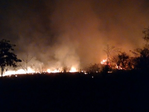 Incêndio que atingiu uma mata próxima do perímetro urbano de Cacoal, RO (Foto: Marcelo Nery/Arquivo Pessoal)