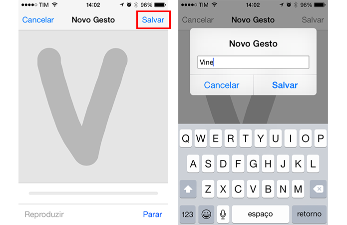 Configuração de gesto no iOS8 (Foto: Reprodução/André Sugai)