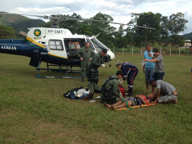 Helicóptero do Ciopaer fez resgate do ferido por descaga elétrica em MT (Foto: Divulgação)
