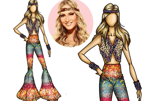 Croquei do figurino do primeiro dia de Claudia Leitte no Carnaval 2013 (Foto: divulgação)